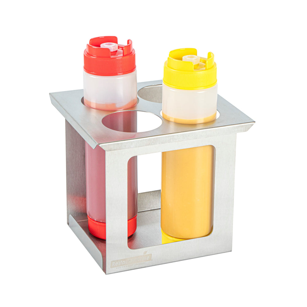 Met Lux Four Hole Stainless Steel Squeeze Bottle Holder - Fits 1/6 Size Opening - 6 1/4" x 7" x 6 1/4" - 1 count box