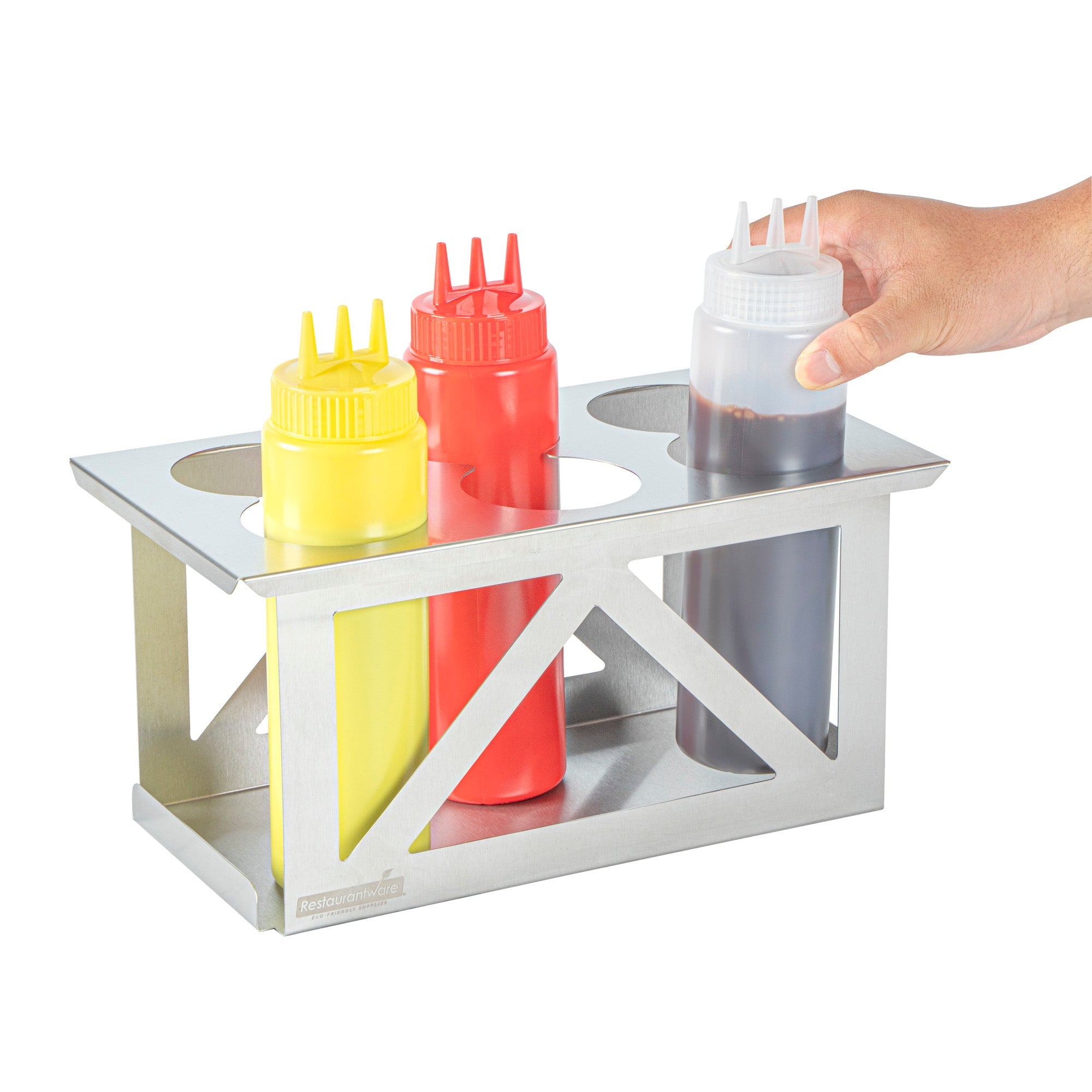 Met Lux Six Hole Stainless Steel Squeeze Bottle Holder - Fits 1/3 Size Opening - 12 3/4" x 7" x 6 1/4" - 1 count box