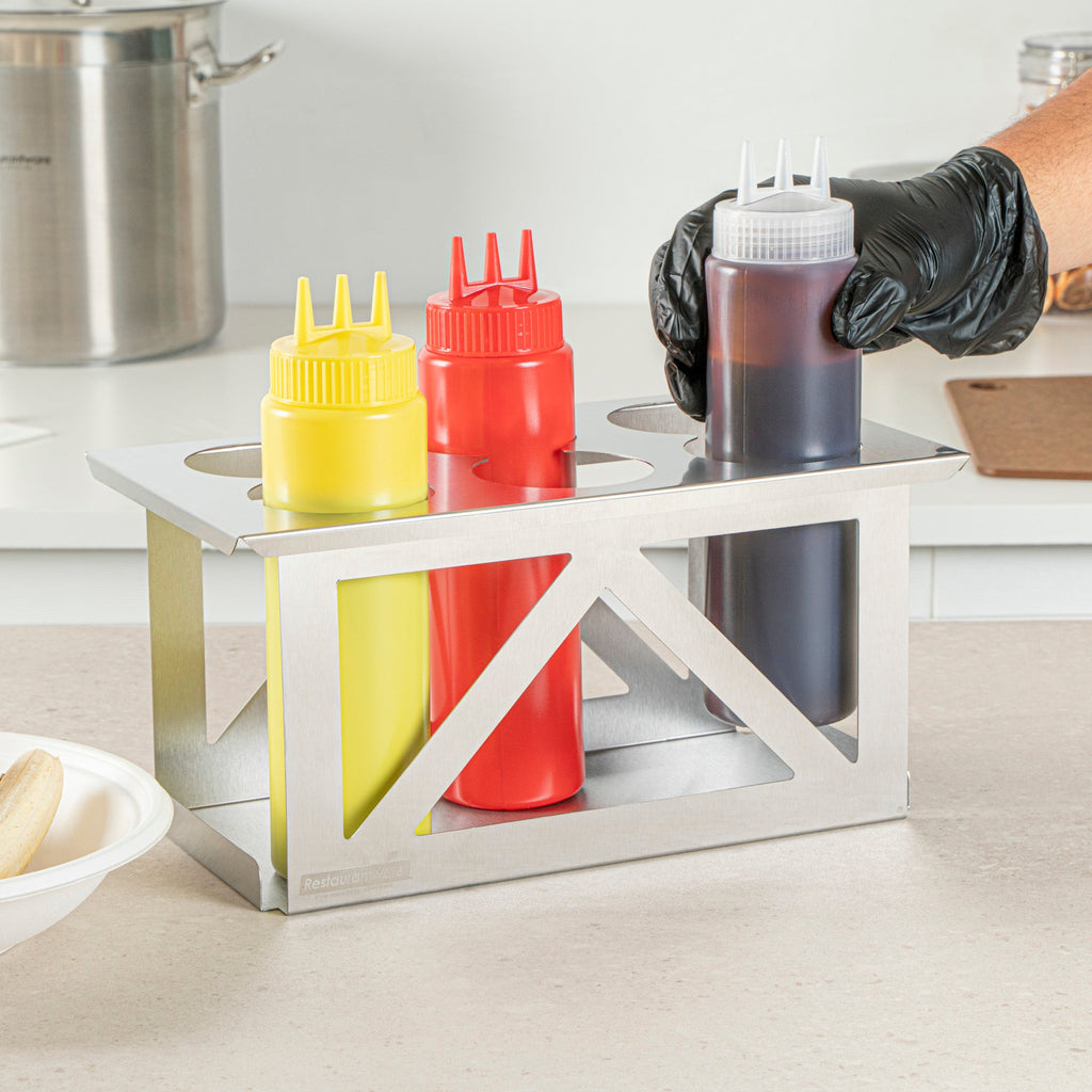 Met Lux Six Hole Stainless Steel Squeeze Bottle Holder - Fits 1/3 Size Opening - 12 3/4" x 7" x 6 1/4" - 1 count box