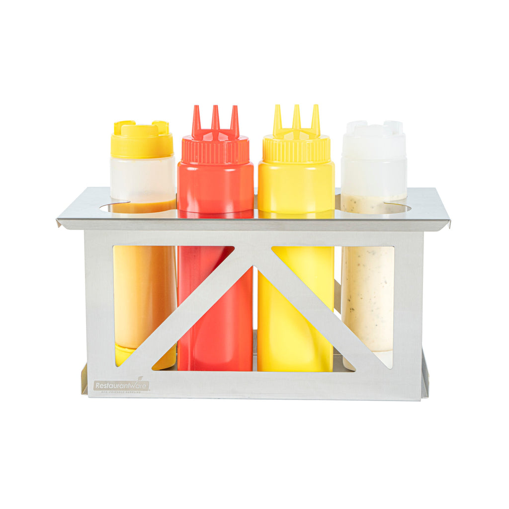Met Lux Eight Hole Stainless Steel Squeeze Bottle Holder - Fits 1/3 Size Opening - 12 3/4" x 7" x 6 1/4" - 1 count box