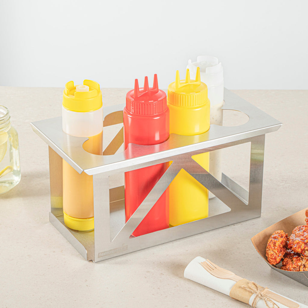 Met Lux Eight Hole Stainless Steel Squeeze Bottle Holder - Fits 1/3 Size Opening - 12 3/4" x 7" x 6 1/4" - 1 count box