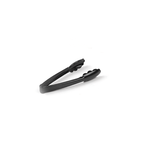Cater Tek Black Heavy-Duty Disposable Plastic Tongs - Scalloped - 7 1/2" - 10 count box