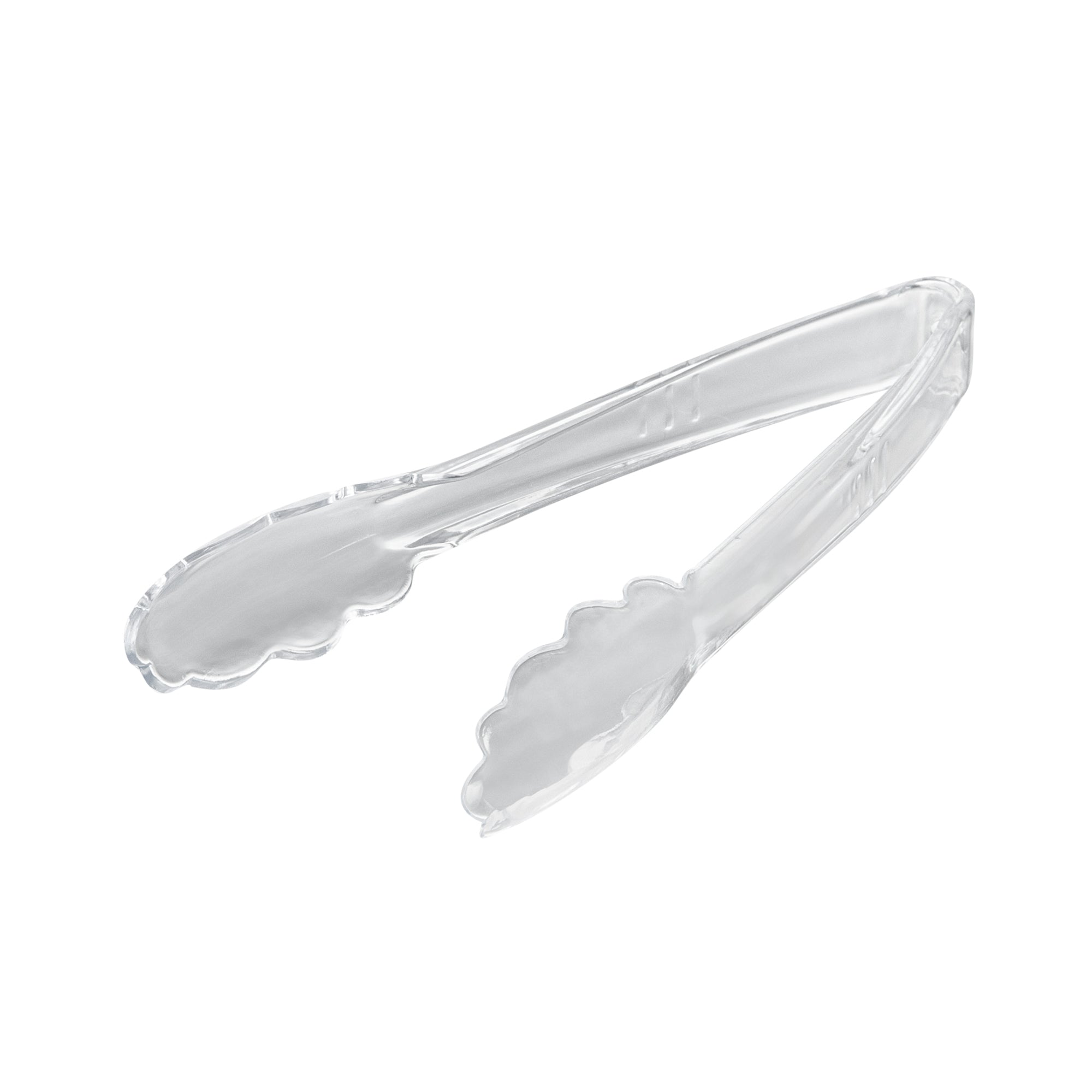 Cater Tek Clear Heavy-Duty Disposable Plastic Tongs - Scalloped - 7 1/2" - 100 count box
