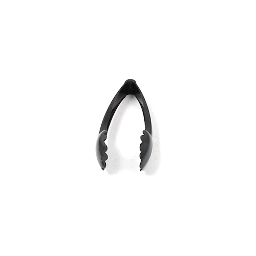 Cater Tek Black Heavy-Duty Disposable Plastic Tongs - Scalloped - 9" - 100 count box