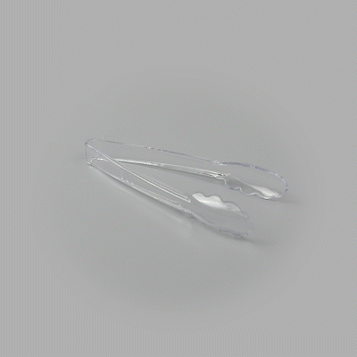 Cater Tek Clear Heavy-Duty Disposable Plastic Tongs - Scalloped - 9" - 10 count box