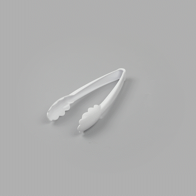 Cater Tek White Heavy-Duty Disposable Plastic Tongs - Scalloped - 9" - 100 count box