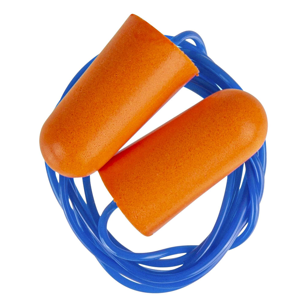 Be Safe Orange and Blue Corded Foam Earplugs - 200 pairs