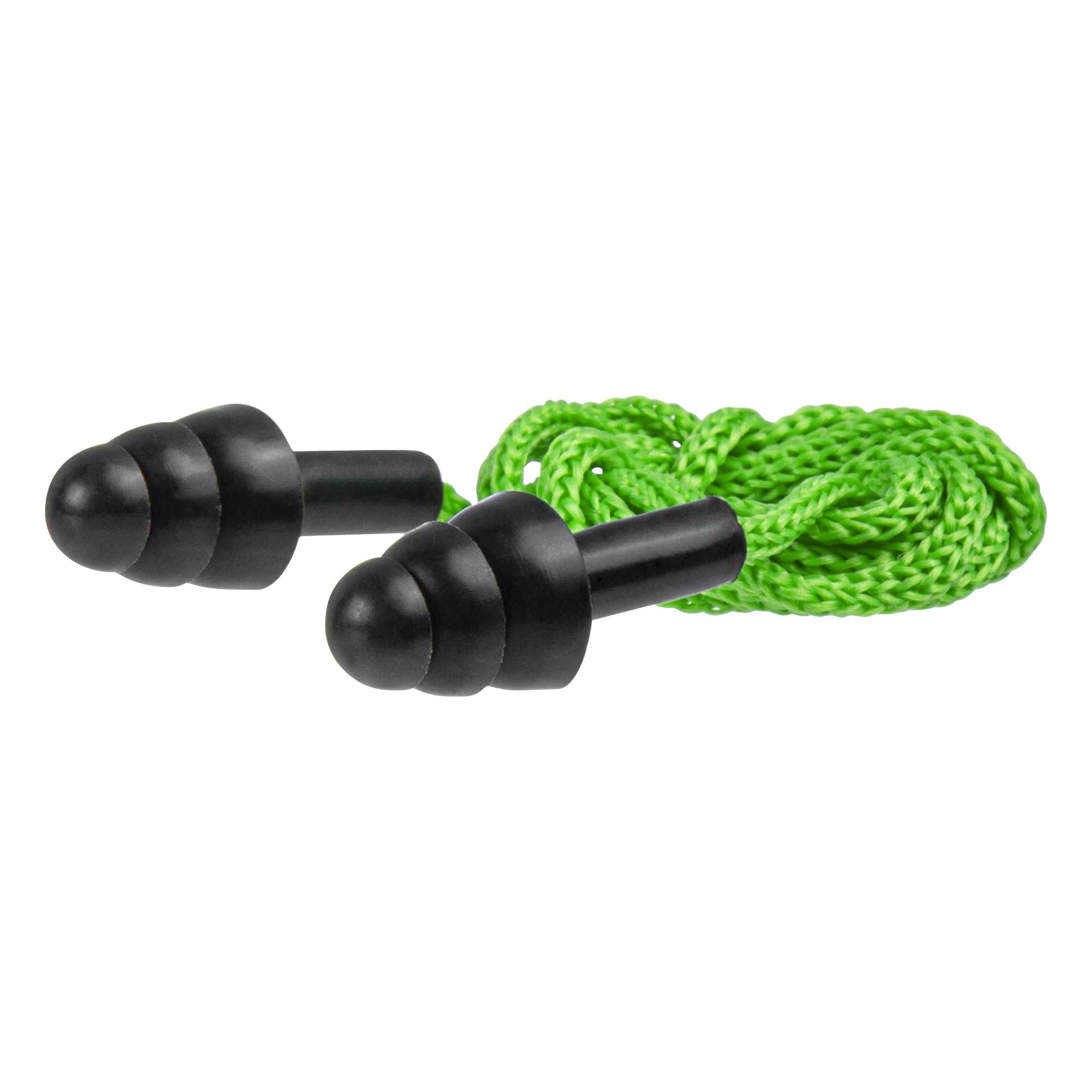 Be Safe Black and Green Silicone Corded Earplugs - 200 pairs