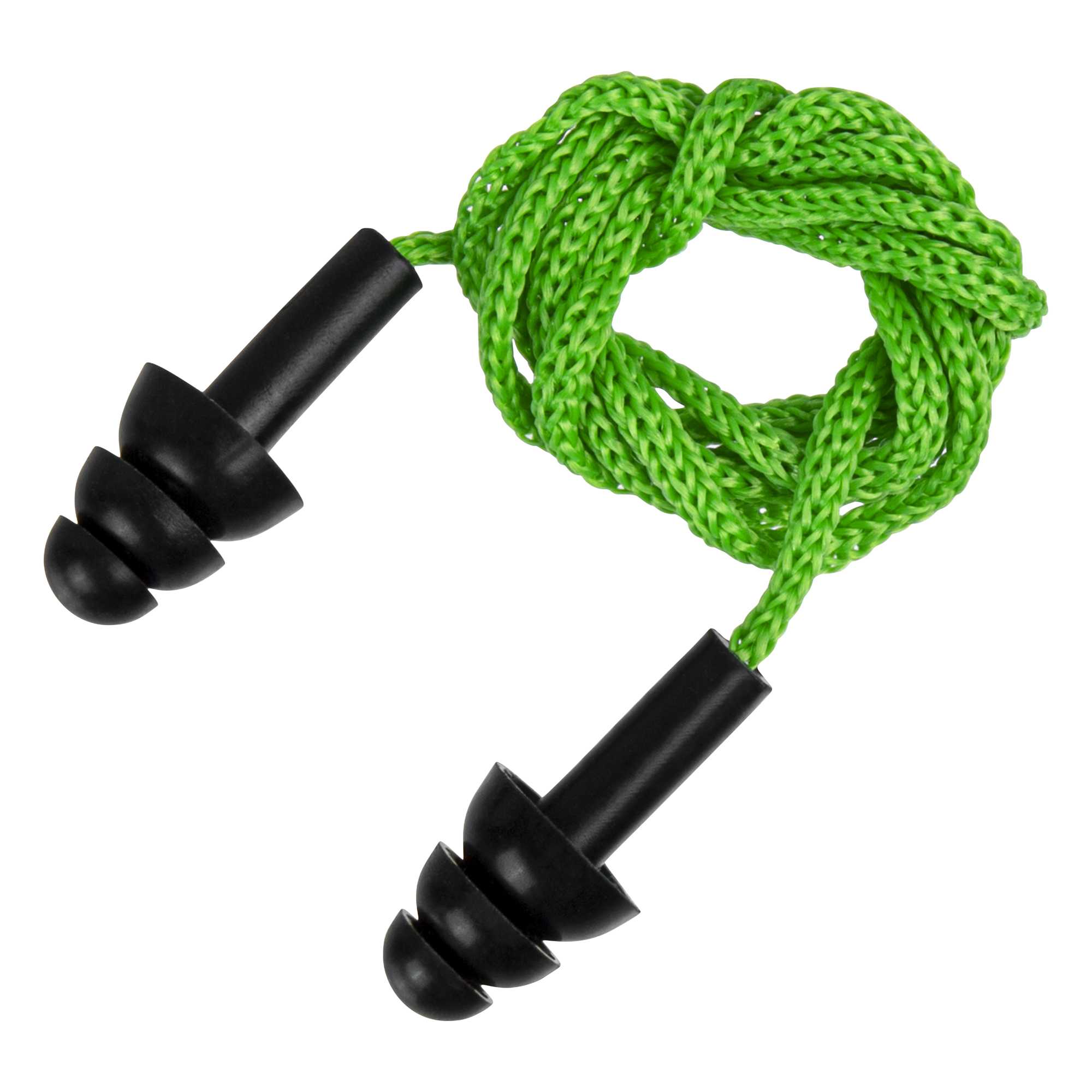 Be Safe Black and Green Silicone Corded Earplugs - 200 pairs