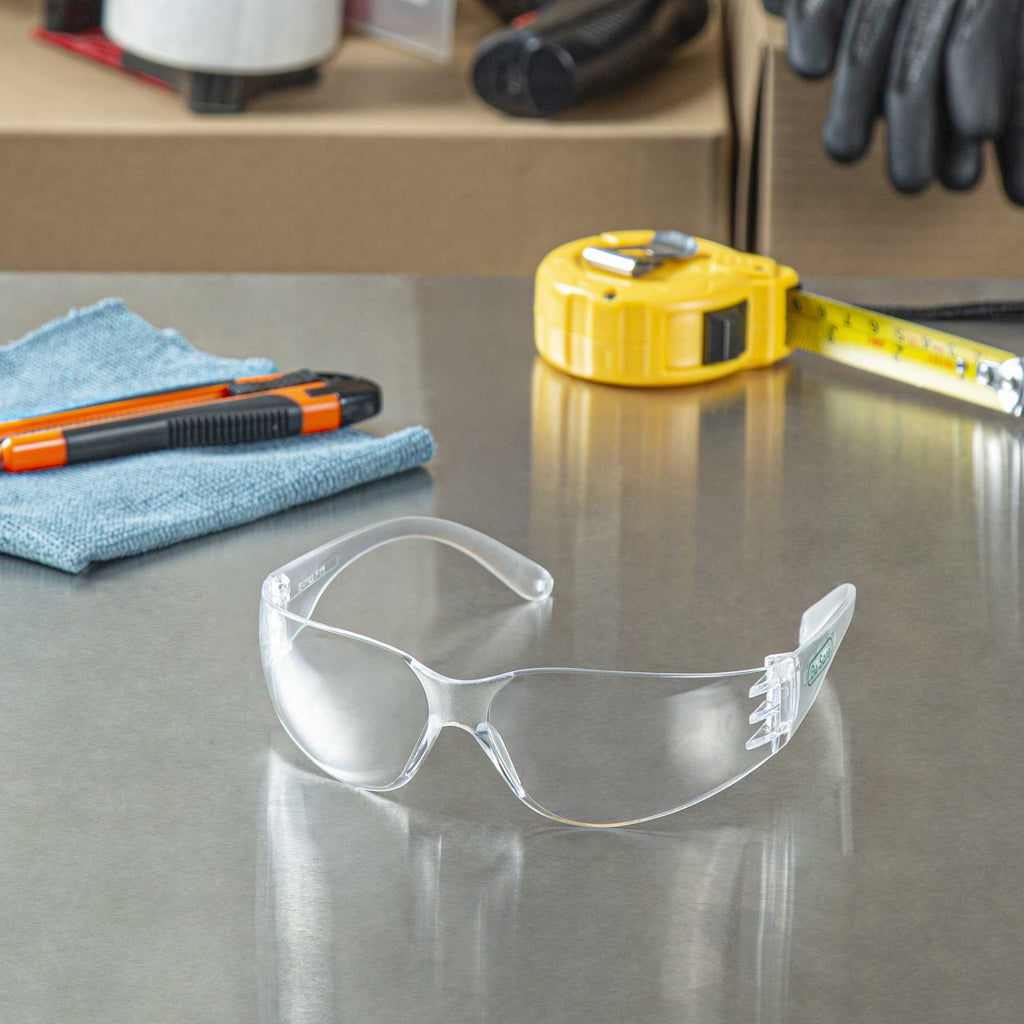 Be Safe Safety Glasses - Anti-Fog, Clear Frame with Clear Lens - 1 count box