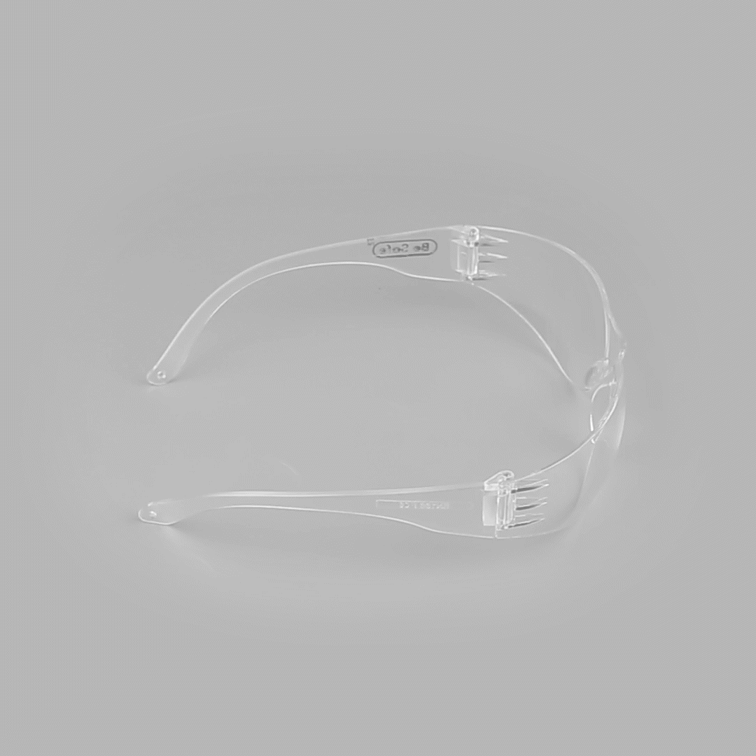 Be Safe Safety Glasses - Anti-Fog, Clear Frame with Clear Lens - 1 count box