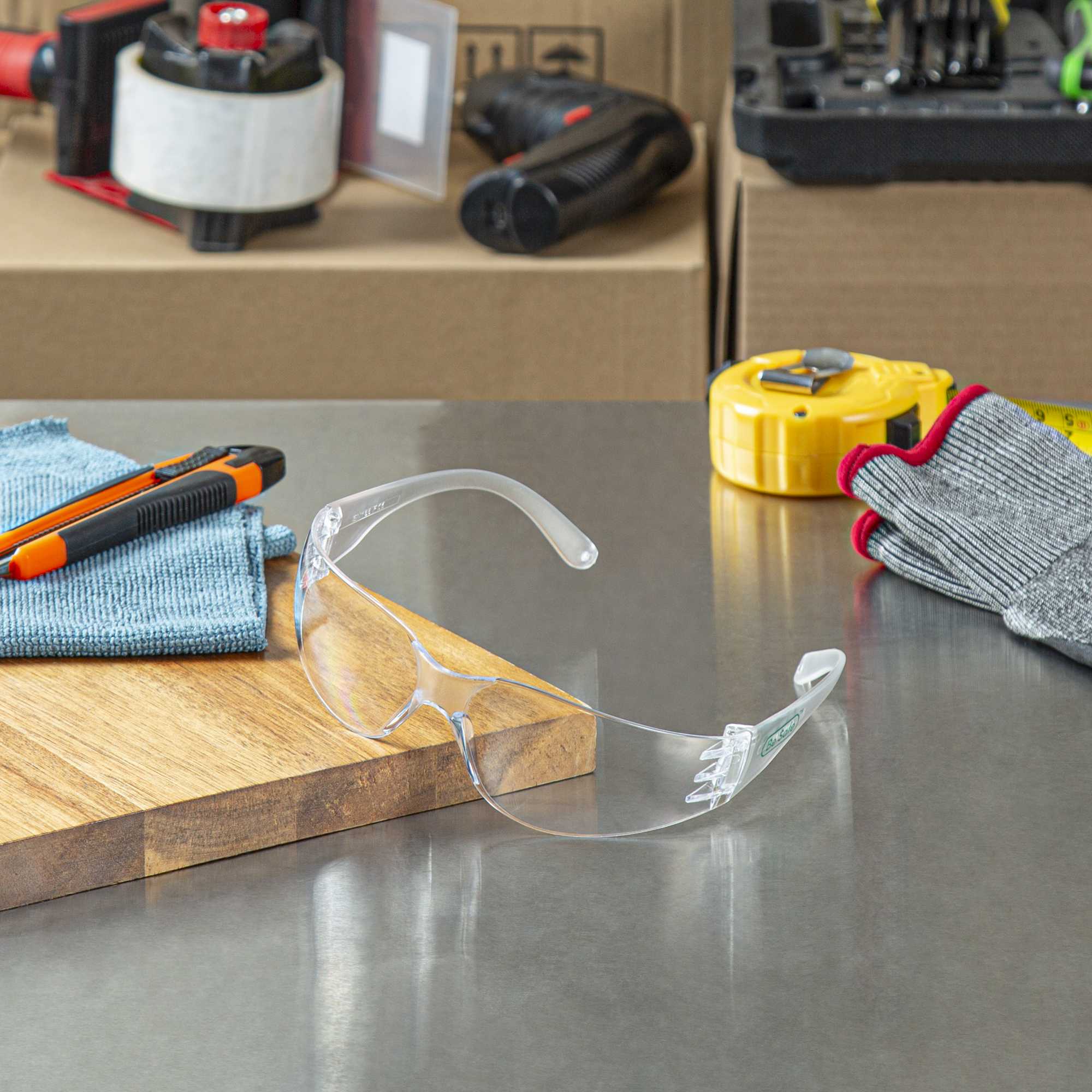 Be Safe Safety Glasses - Anti-Fog, Clear Frame with Clear Lens - 1 count box