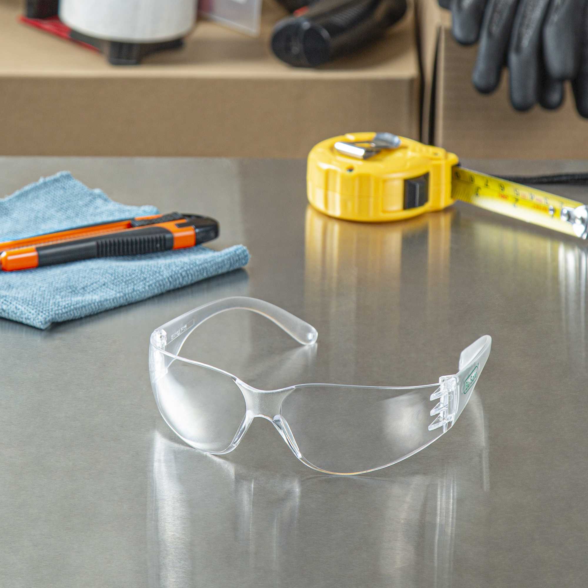 Be Safe Safety Glasses - Anti-Fog, Clear Frame with Clear Lens - 10 count box