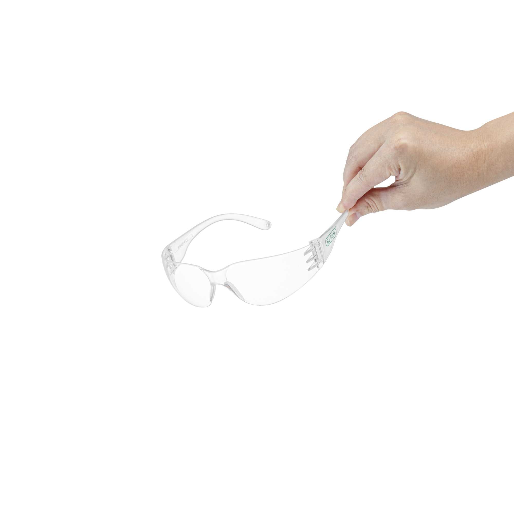 Be Safe Safety Glasses - Anti-Fog, Clear Frame with Clear Lens - 10 count box