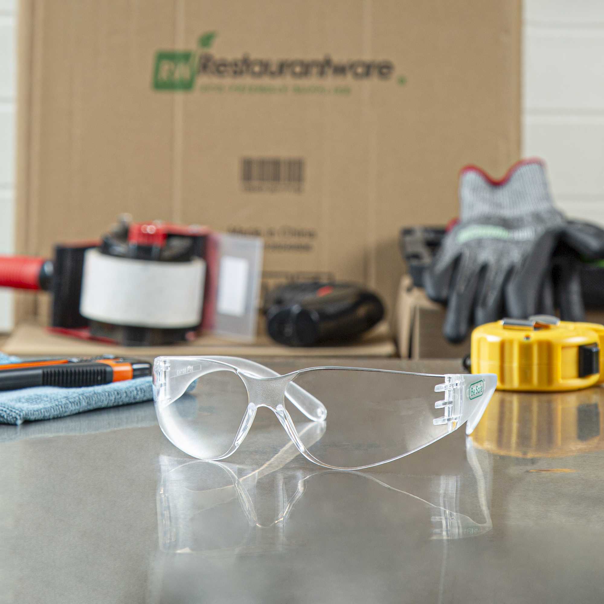 Be Safe Safety Glasses - Anti-Fog, Clear Frame with Clear Lens - 10 count box