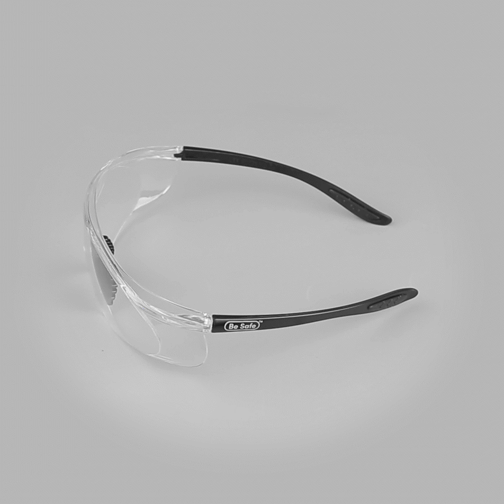 Be Safe Safety Glasses - Anti-Fog, Black with Clear Lens - 10 count box