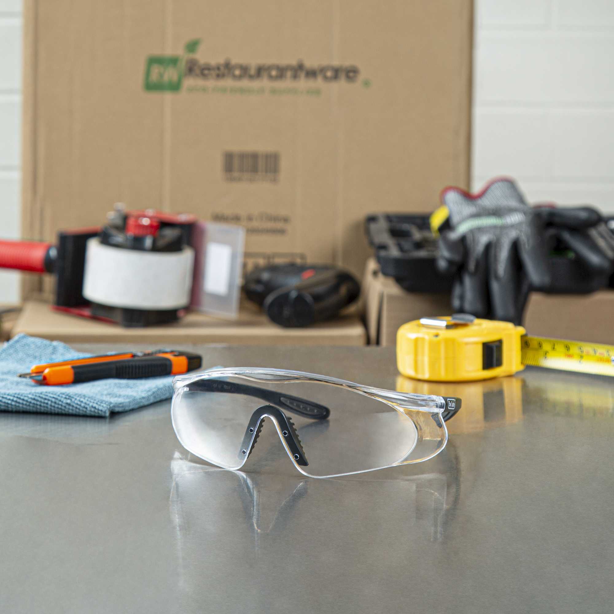Be Safe Safety Glasses - Anti-Fog, Black with Clear Lens - 10 count box
