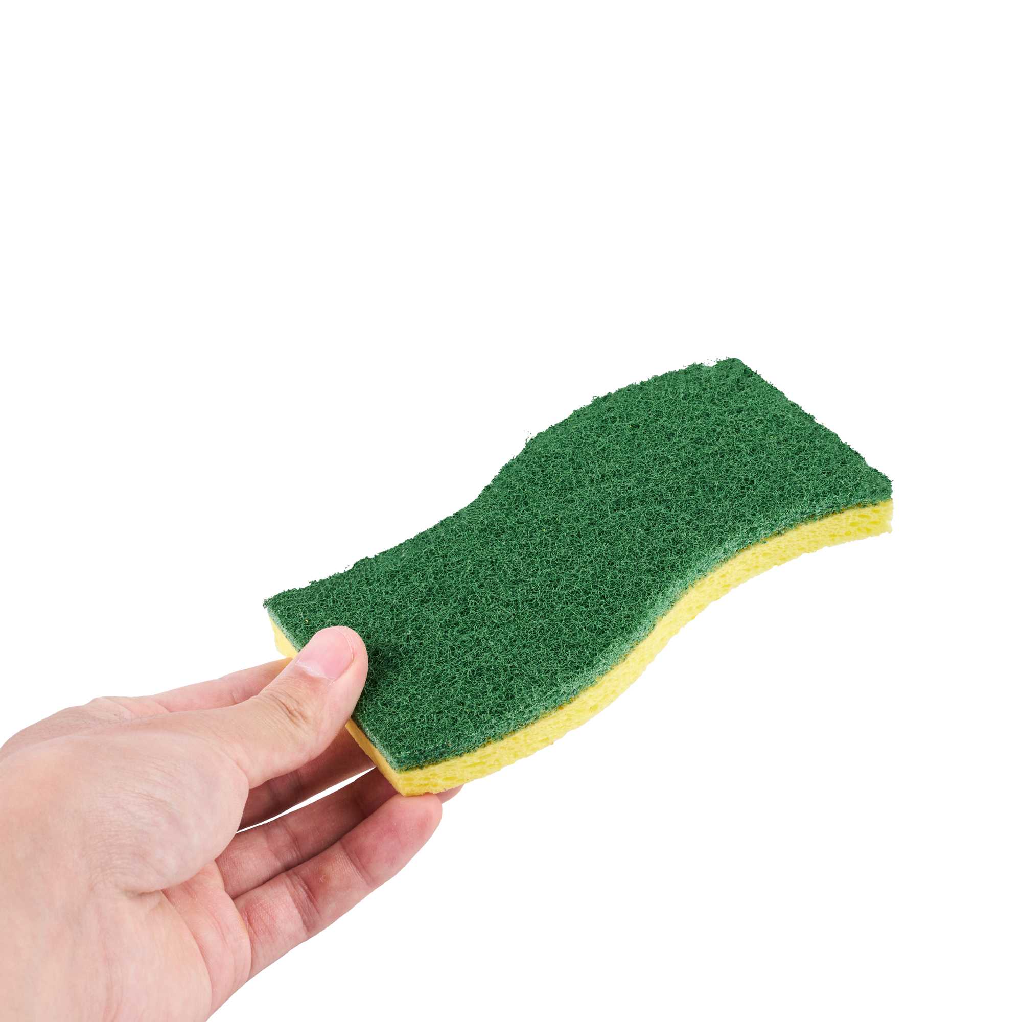 Clean Tek Professional Yellow Cellulose Sponge / Green Heavy-Duty Scouring Pad Combo - 6" x 3 1/2" x 3/4" - 3 count box