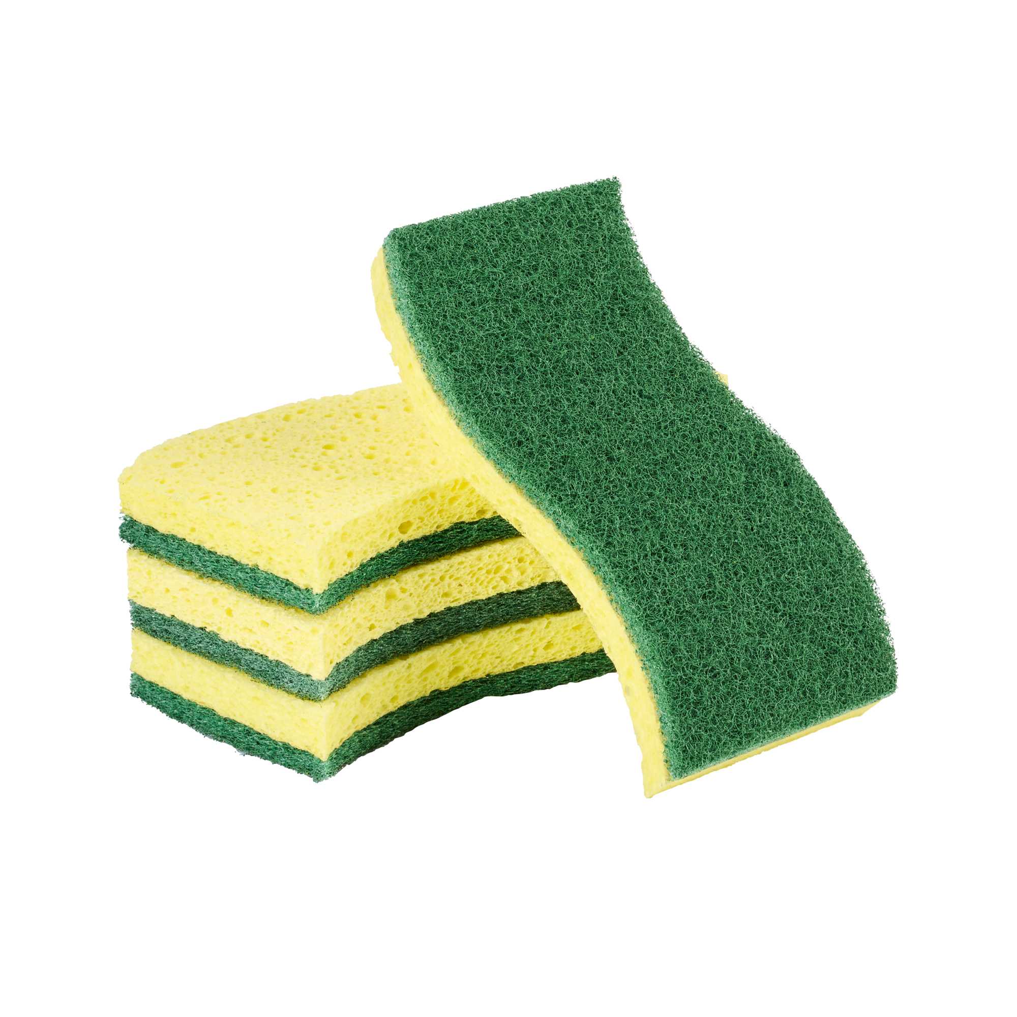Clean Tek Professional Yellow Cellulose Sponge / Green Heavy-Duty Scouring Pad Combo - 6" x 3 1/2" x 3/4" - 3 count box