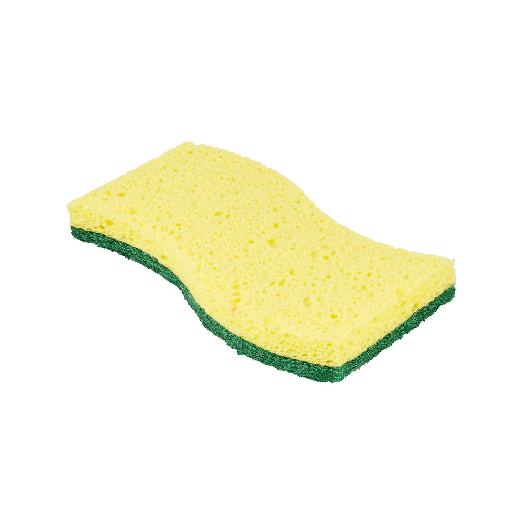 Clean Tek Professional Yellow Cellulose Sponge / Green Heavy-Duty Scouring Pad Combo - 6" x 3 1/2" x 3/4" - 60 count box