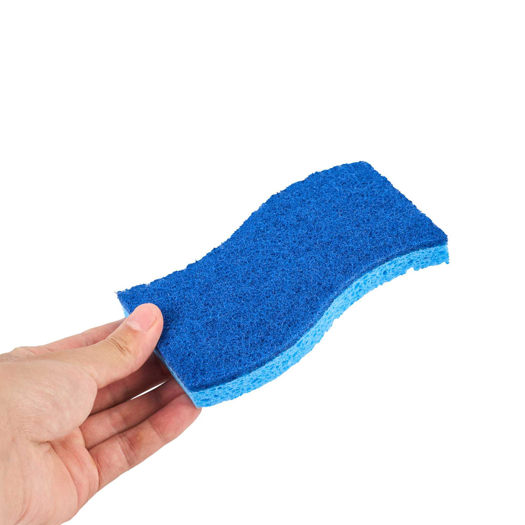 Clean Tek Professional Light Blue Cellulose Sponge / Dark Blue Medium-Duty Scouring Pad Combo - 6" x 3 1/2" x 3/4" - 3 count box