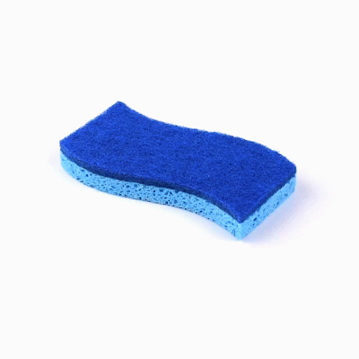 Clean Tek Professional Light Blue Cellulose Sponge / Dark Blue Medium-Duty Scouring Pad Combo - 6" x 3 1/2" x 3/4" - 60 count box