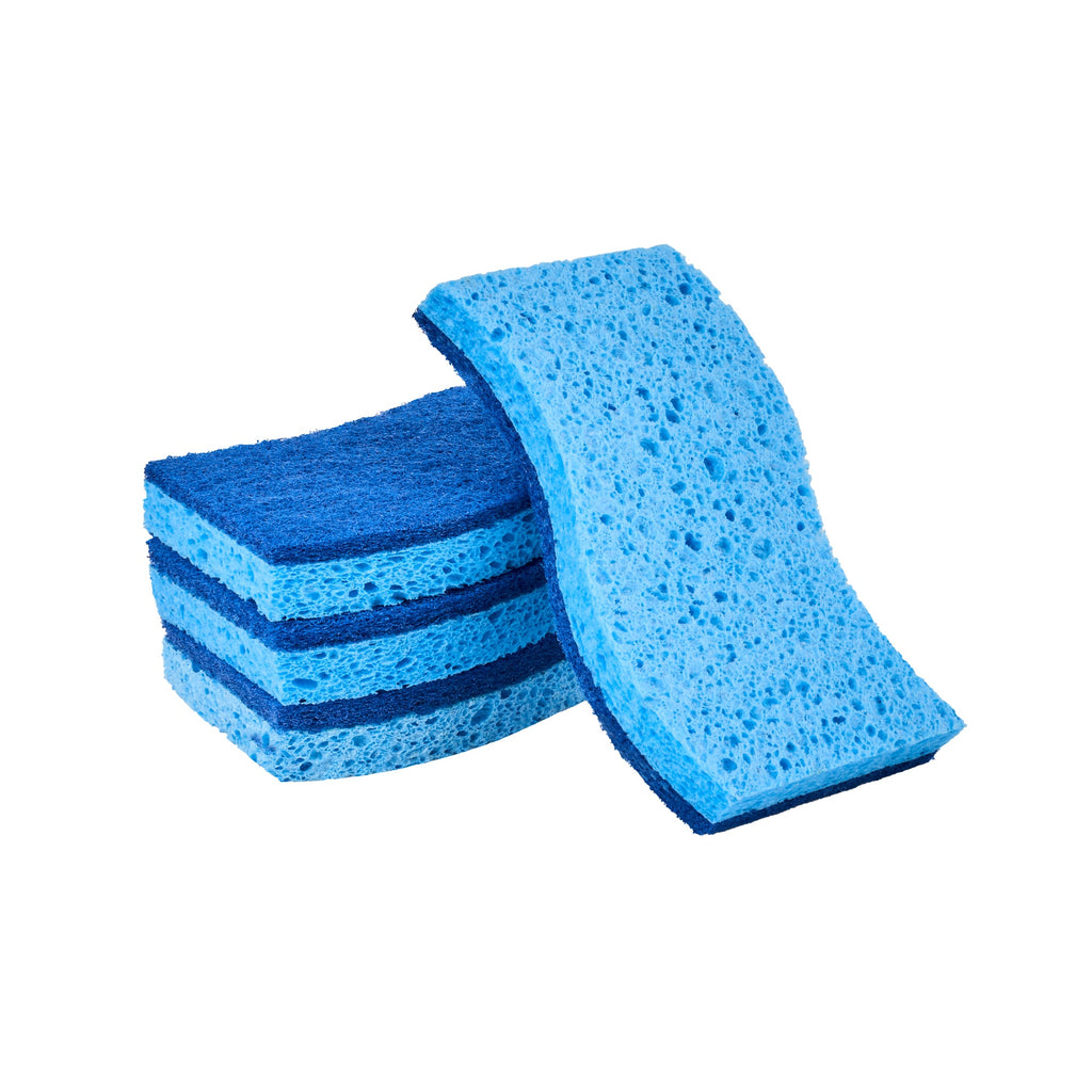 Clean Tek Professional Light Blue Cellulose Sponge / Dark Blue Medium-Duty Scouring Pad Combo - 6" x 3 1/2" x 3/4" - 60 count box