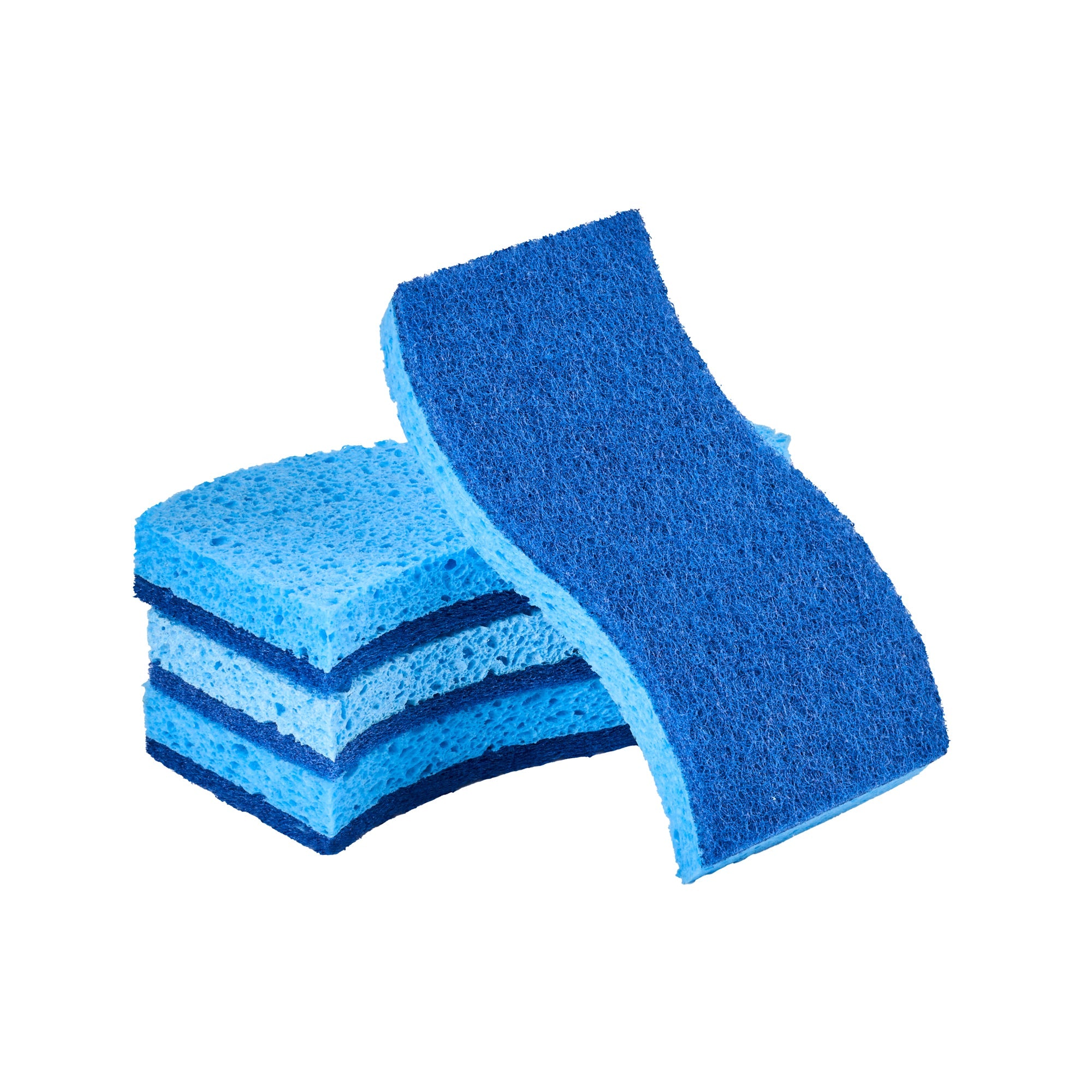 Clean Tek Professional Light Blue Cellulose Sponge / Dark Blue Medium-Duty Scouring Pad Combo - 6" x 3 1/2" x 3/4" - 60 count box