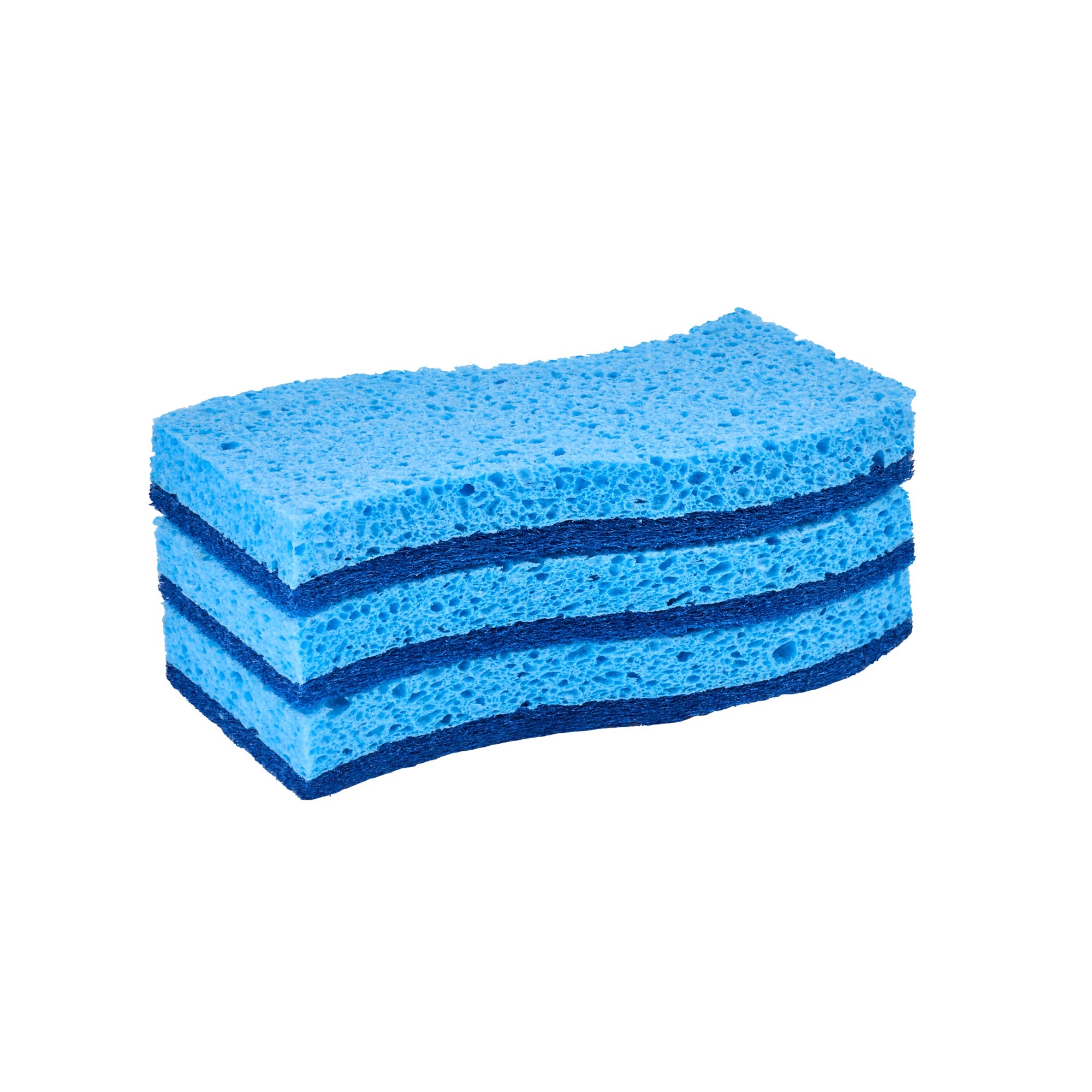 Clean Tek Professional Light Blue Cellulose Sponge / Dark Blue Medium-Duty Scouring Pad Combo - 6" x 3 1/2" x 3/4" - 60 count box