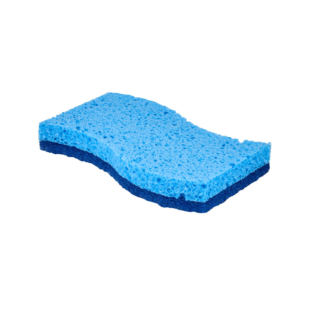 Clean Tek Professional Light Blue Cellulose Sponge / Dark Blue Medium-Duty Scouring Pad Combo - 6" x 3 1/2" x 3/4" - 60 count box