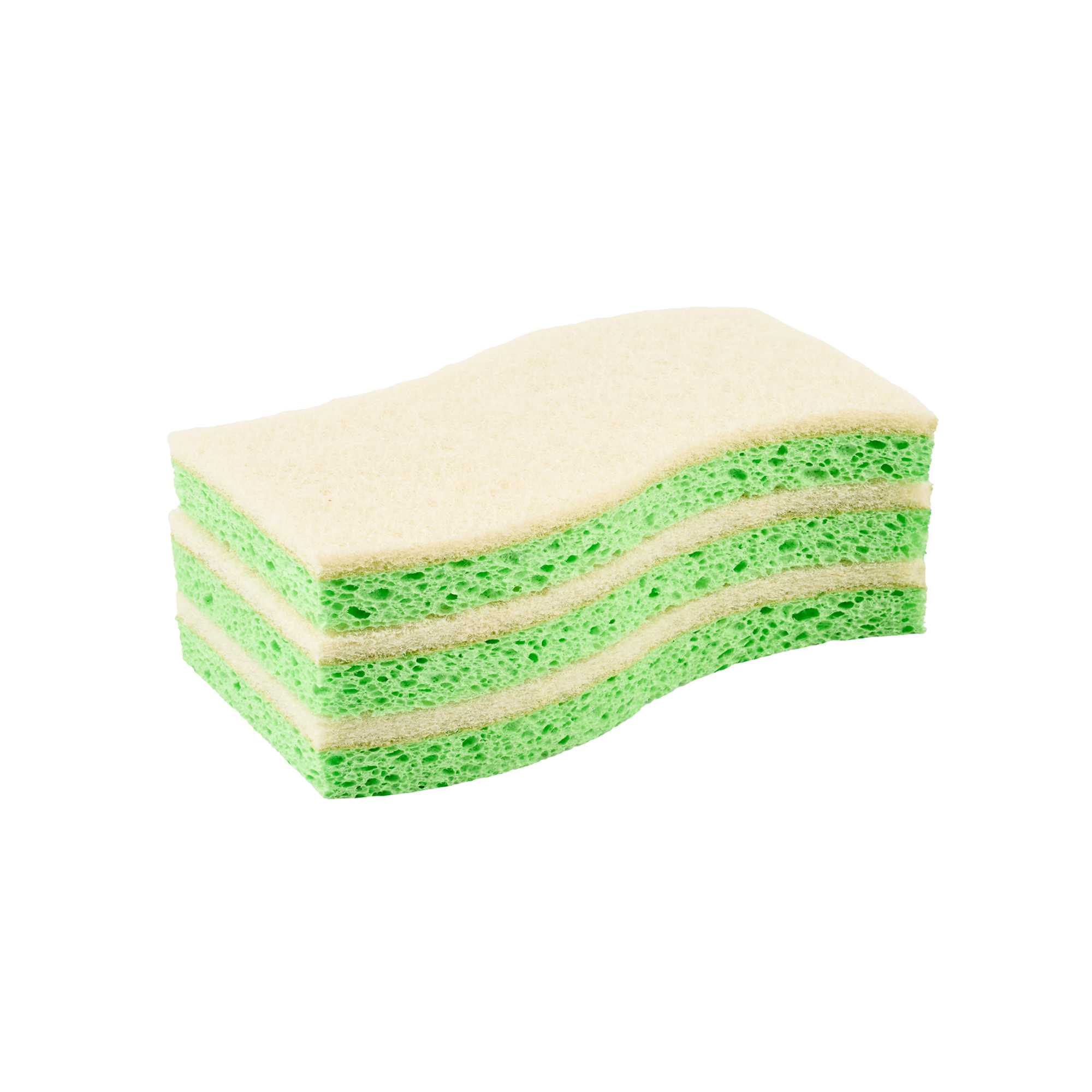 Clean Tek Professional Green Cellulose Sponge / White Light-Duty Scouring Pad Combo - 6" x 3 1/2" x 3/4" - 3 count box