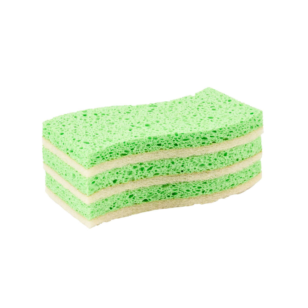 Clean Tek Professional Green Cellulose Sponge / White Light-Duty Scouring Pad Combo - 6" x 3 1/2" x 3/4" - 3 count box