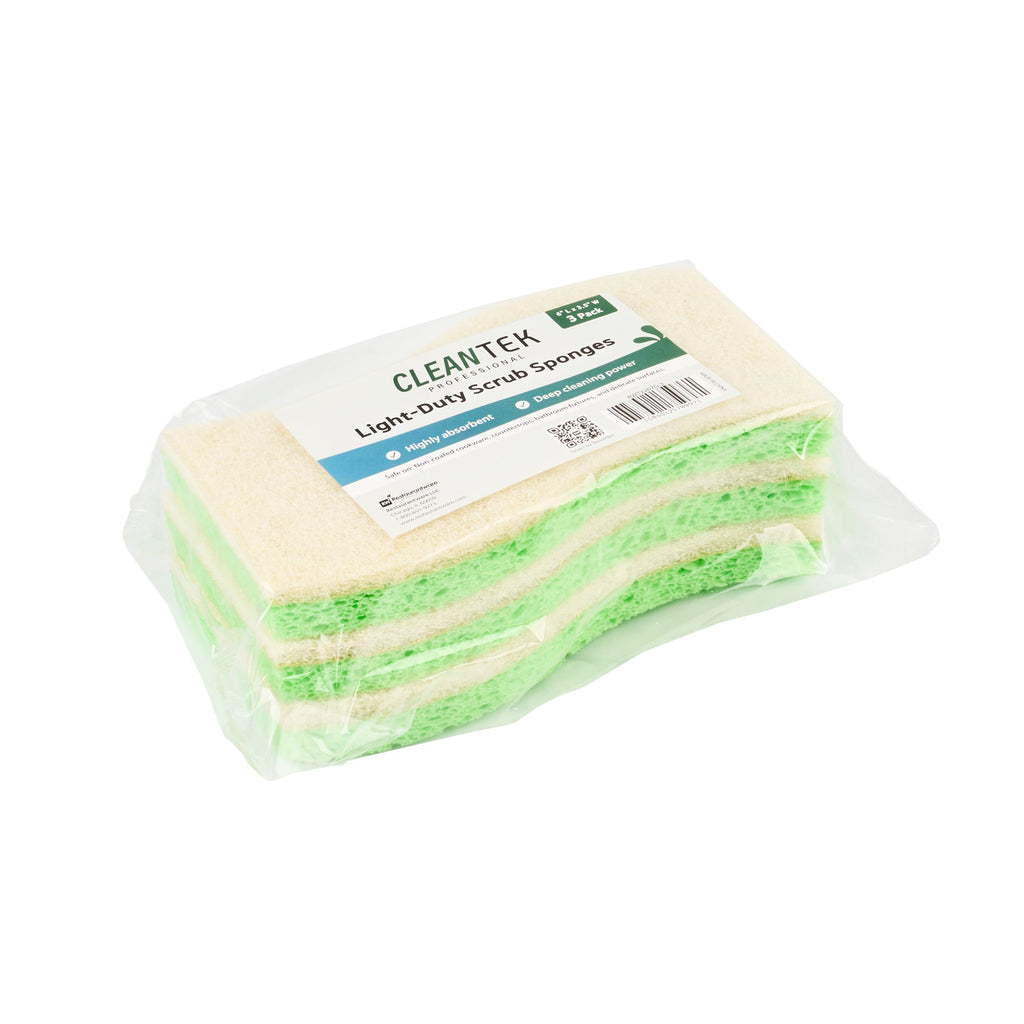 Clean Tek Professional Green Cellulose Sponge / White Light-Duty Scouring Pad Combo - 6" x 3 1/2" x 3/4" - 60 count box
