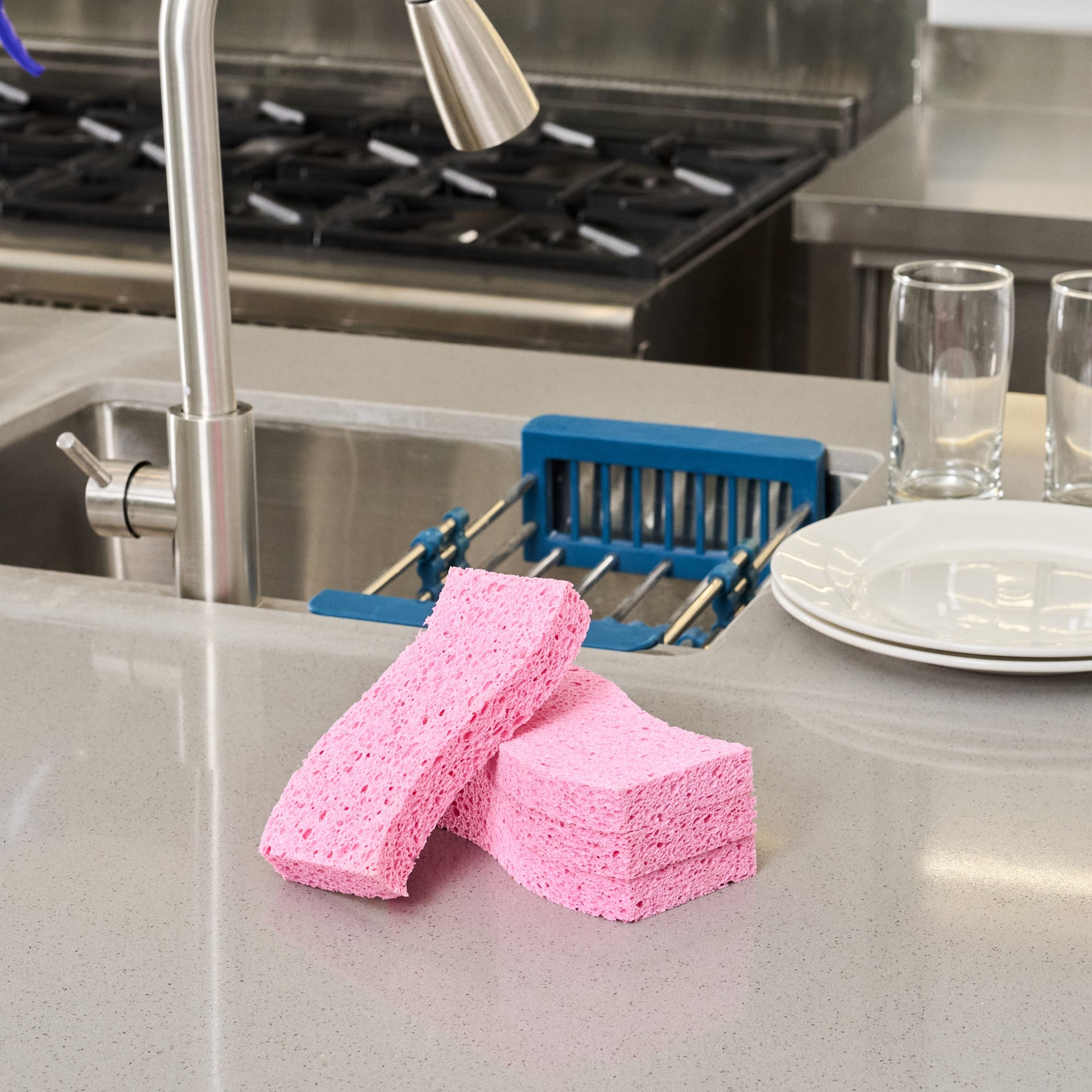 Clean Tek Professional Pink Cellulose Sponge - 6" x 3 1/2" x 3/4" - 60 count box