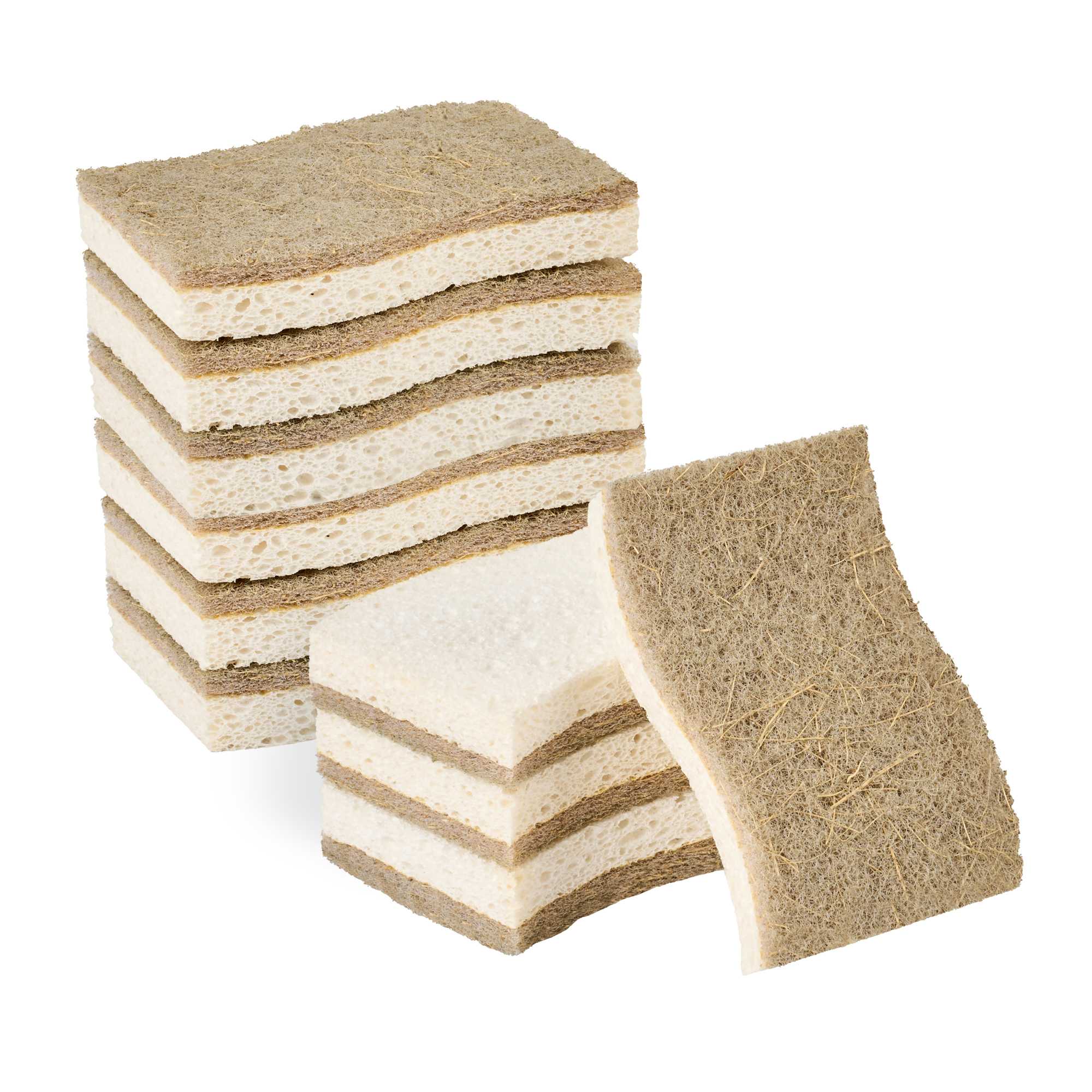 Clean Tek Professional White Cellulose Sponge / Coconut Heavy-Duty Scrubber Combo - Biodegradable - 4 1/2" x 2 3/4" x 3/4" - 3 count box