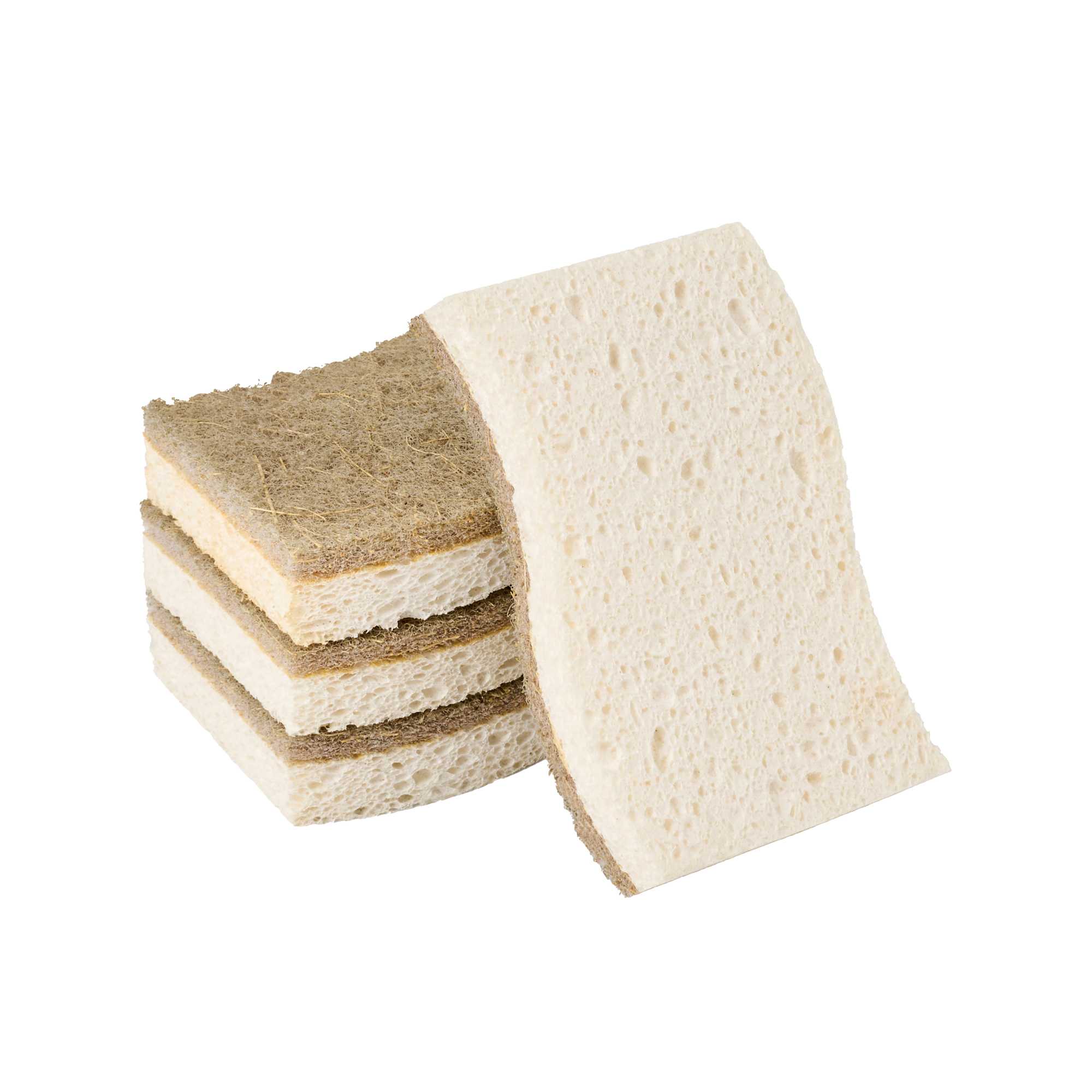 Clean Tek Professional White Cellulose Sponge / Coconut Heavy-Duty Scrubber Combo - Biodegradable - 4 1/2" x 2 3/4" x 3/4" - 3 count box