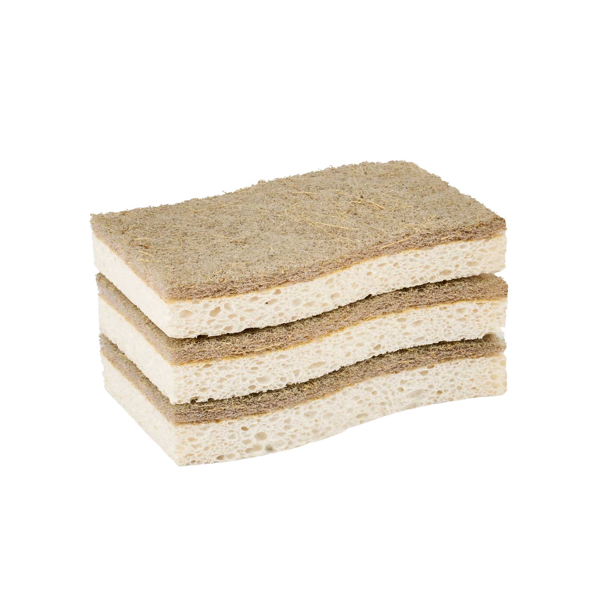 Clean Tek Professional White Cellulose Sponge / Coconut Heavy-Duty Scrubber Combo - Biodegradable - 4 1/2" x 2 3/4" x 3/4" - 3 count box