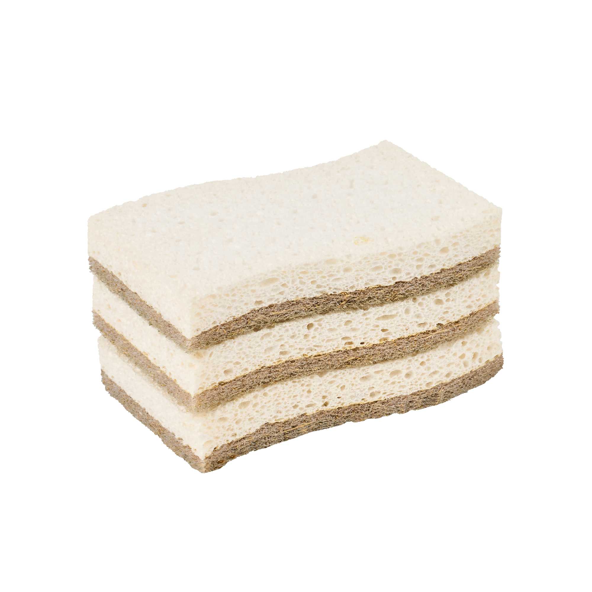 Clean Tek Professional White Cellulose Sponge / Coconut Heavy-Duty Scrubber Combo - Biodegradable - 4 1/2" x 2 3/4" x 3/4" - 3 count box