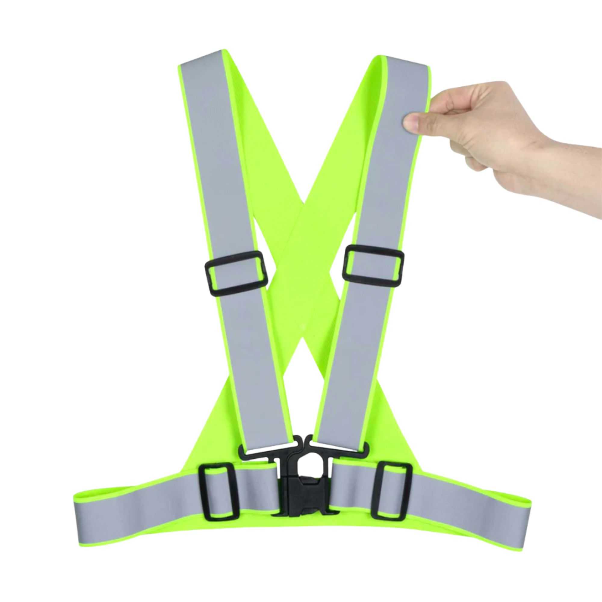 Be Safe Lime High Visibility Safety Suspenders - 1.57" Wide Reflective Tape, One Size Fits Most - 1 count box