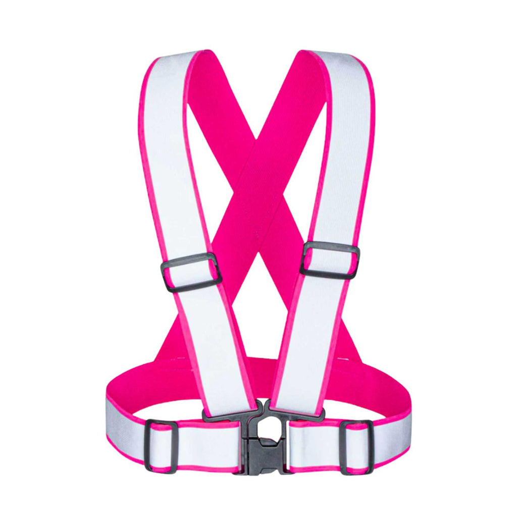 Be Safe Pink High Visibility Safety Suspenders - 1.57" Wide Reflective Tape, One Size Fits Most - 1 count box