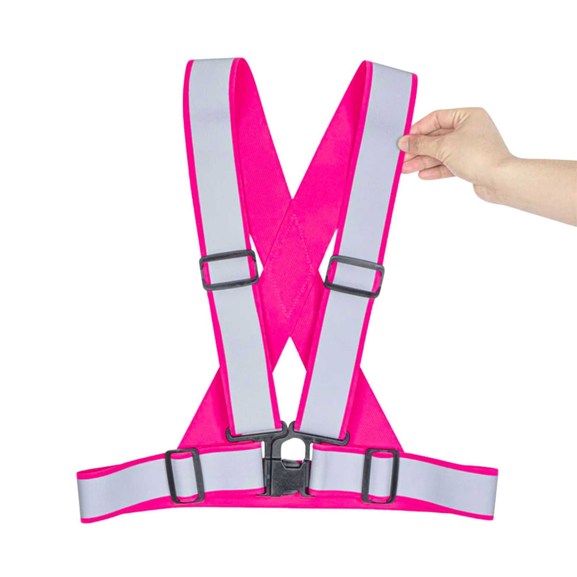 Be Safe Pink High Visibility Safety Suspenders - 1.57" Wide Reflective Tape, One Size Fits Most - 1 count box