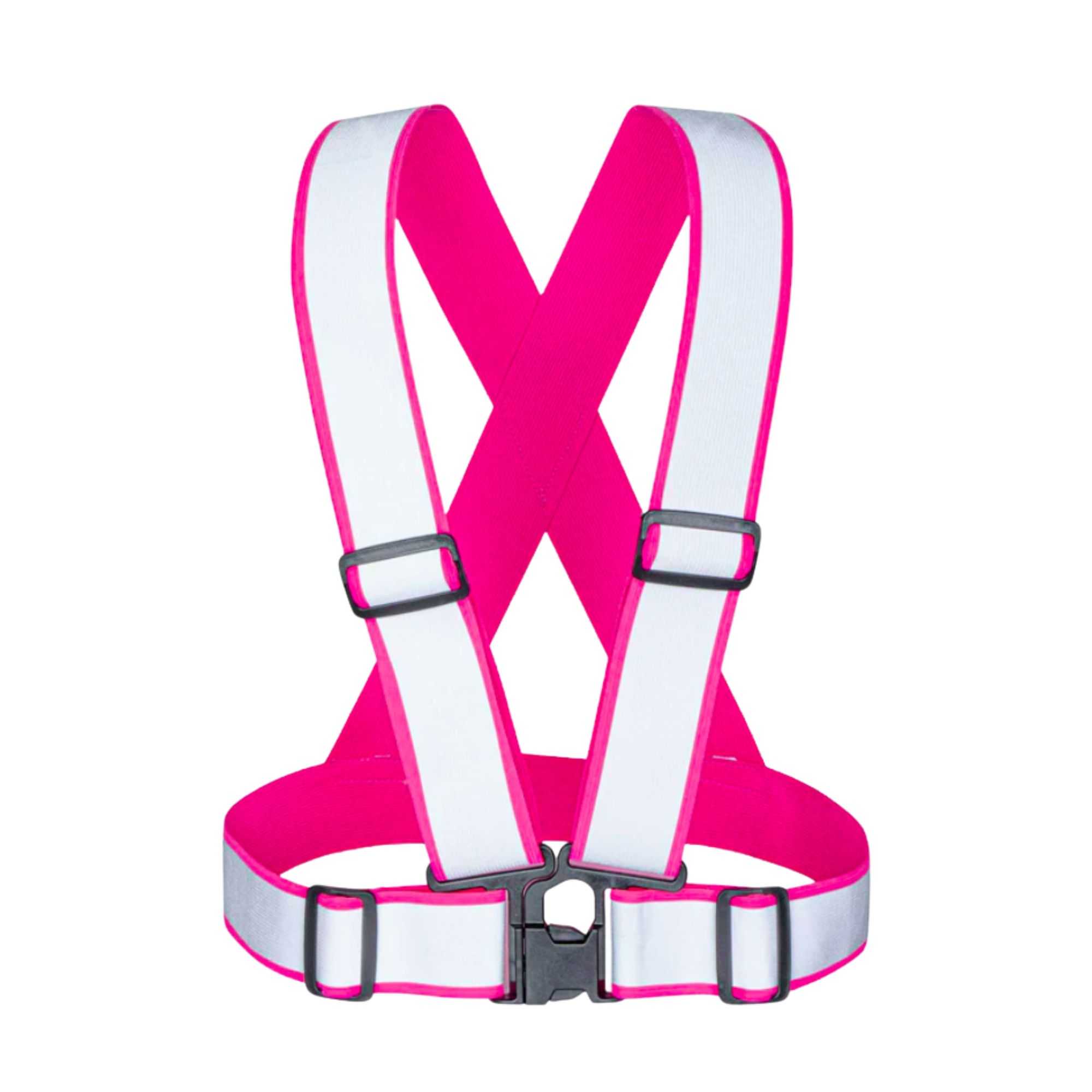 Be Safe Pink High Visibility Safety Suspenders - 1.57" Wide Reflective Tape, One Size Fits Most - 20 count box