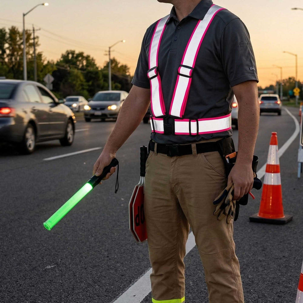 Be Safe Pink High Visibility Safety Suspenders - 1.57" Wide Reflective Tape, One Size Fits Most - 20 count box