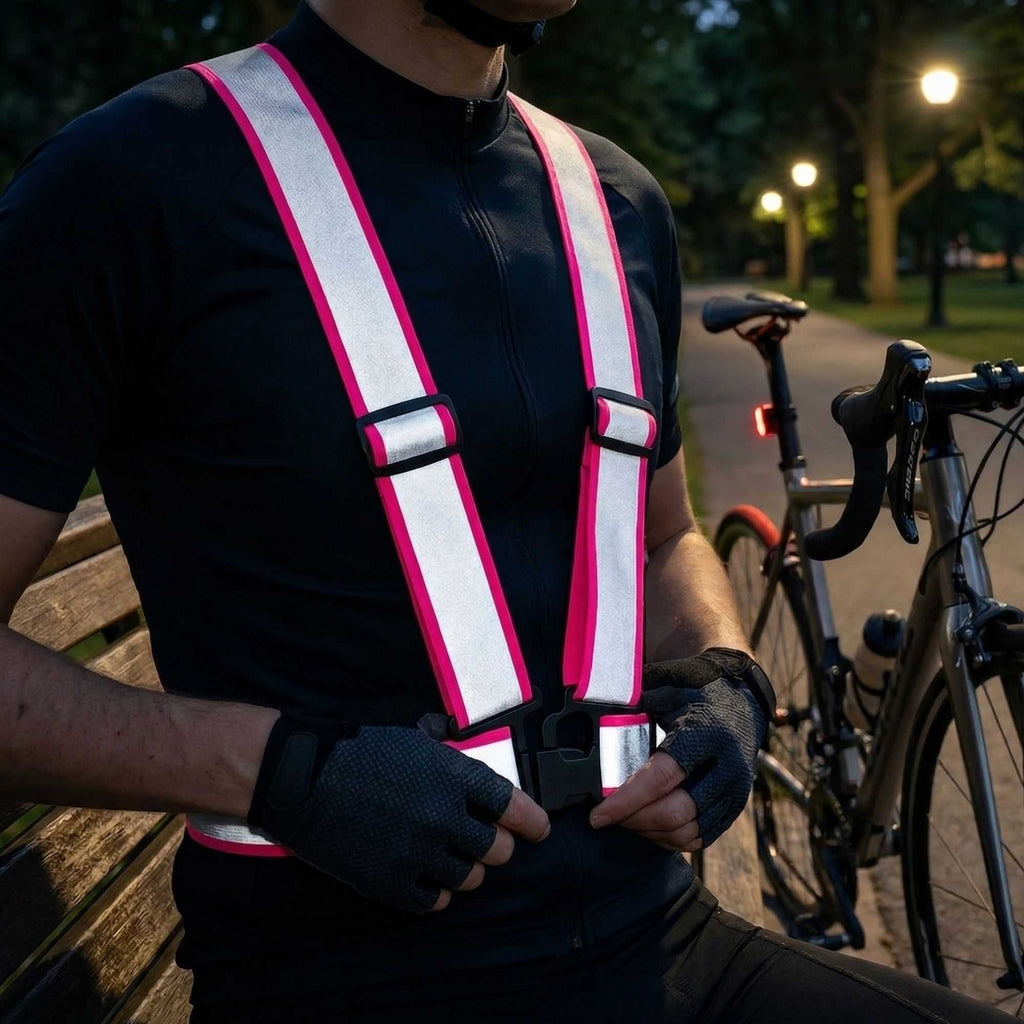 Be Safe Pink High Visibility Safety Suspenders - 1.57" Wide Reflective Tape, One Size Fits Most - 20 count box