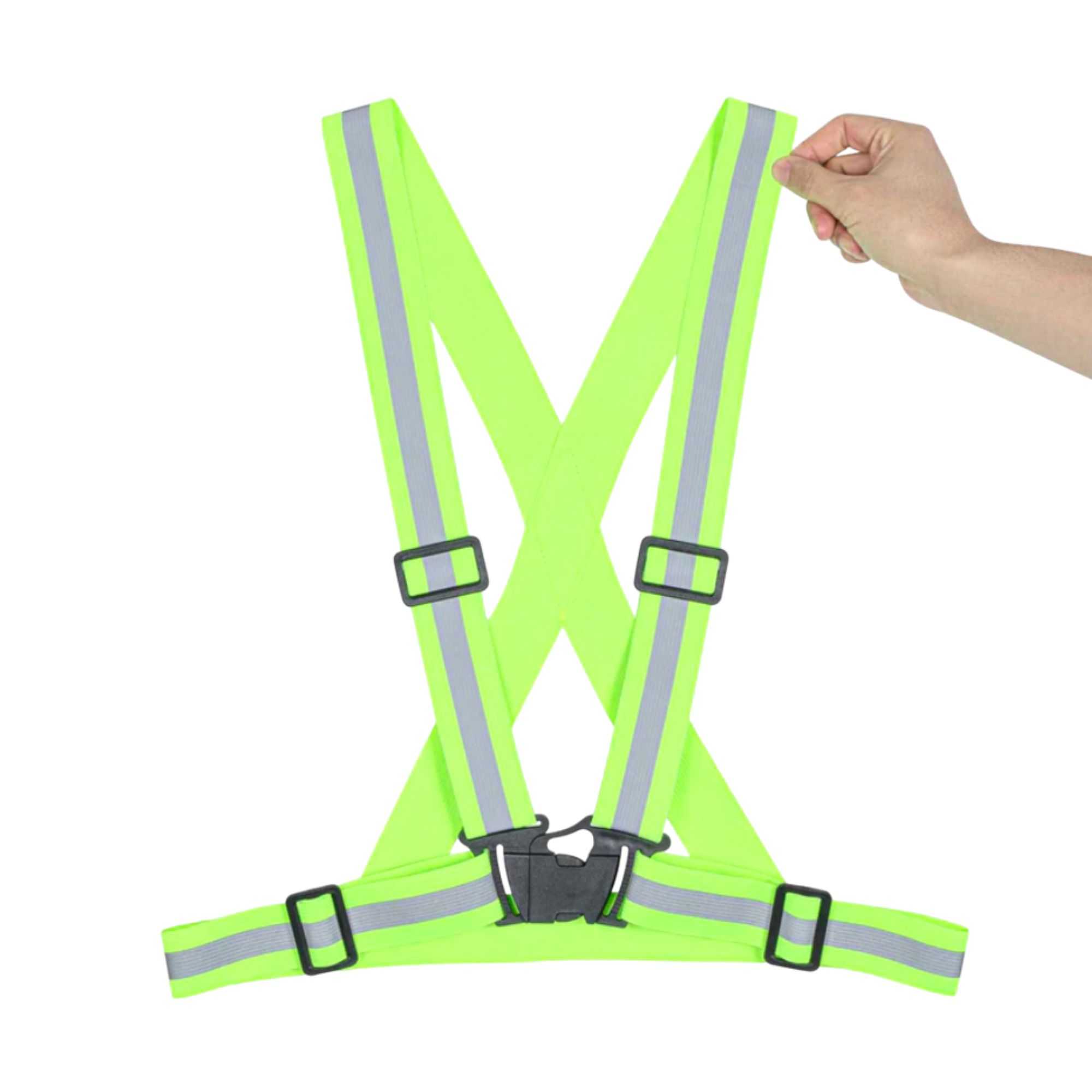 Be Safe Lime High Visibility Safety Suspenders - 0.59" Wide Reflective Tape, One Size Fits Most - 1 count box