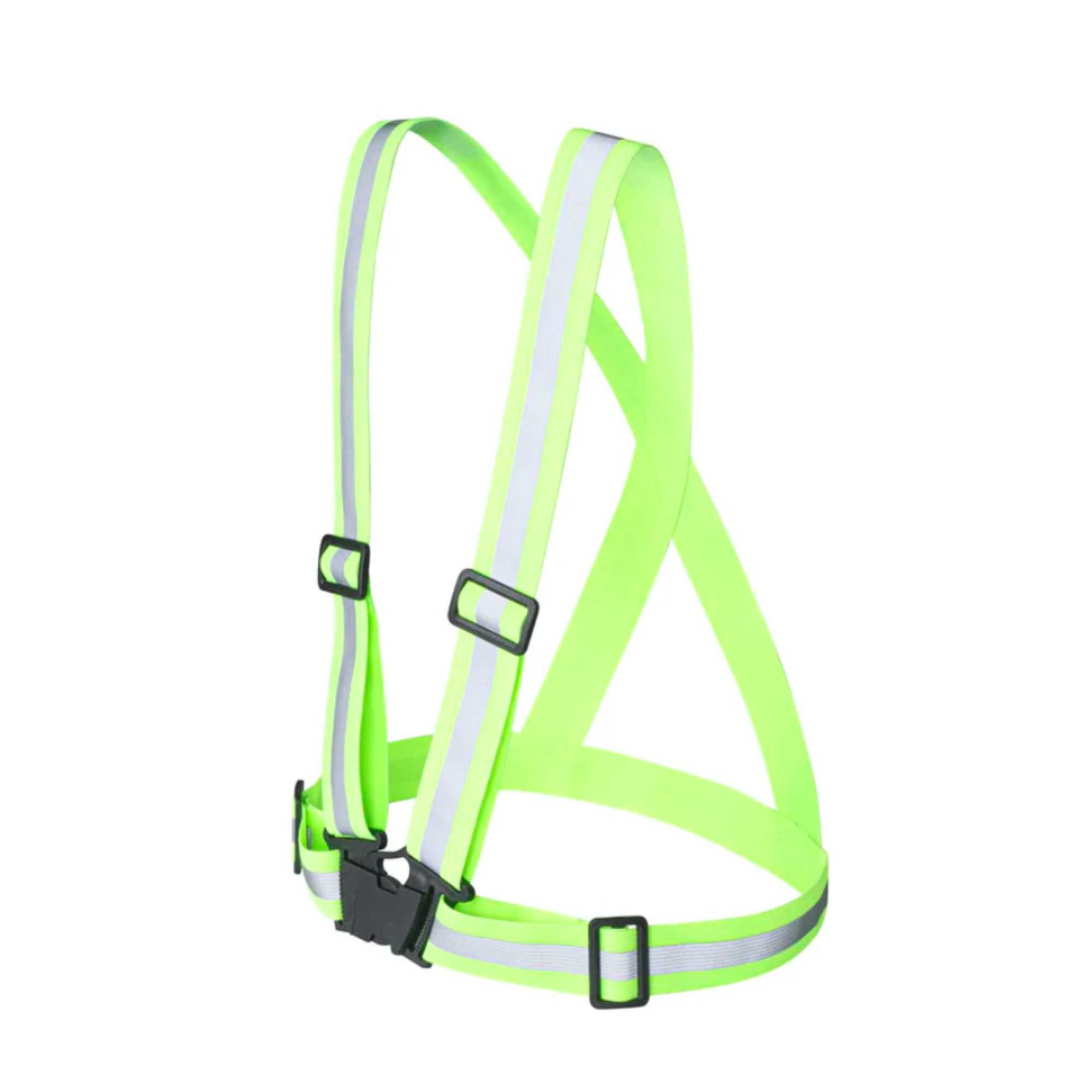 Be Safe Lime High Visibility Safety Suspenders - 0.59" Wide Reflective Tape, One Size Fits Most - 20 count box