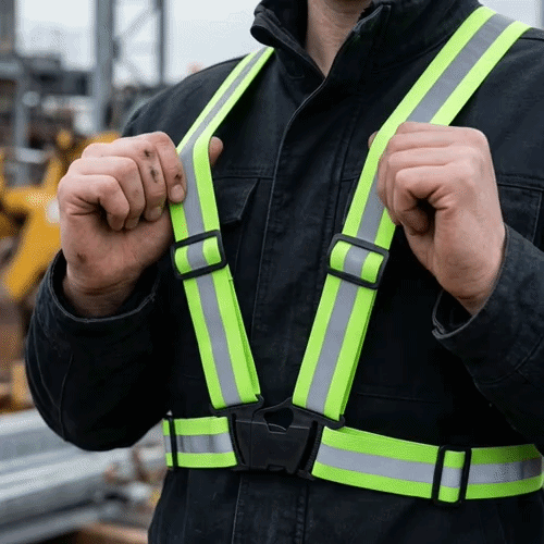 Be Safe Lime High Visibility Safety Suspenders - 0.59" Wide Reflective Tape, One Size Fits Most - 20 count box