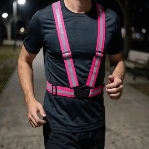 Be Safe Pink High Visibility Safety Suspenders - 0.59" Wide Reflective Tape, One Size Fits Most - 1 count box