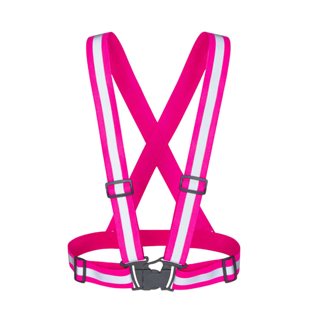 Be Safe Pink High Visibility Safety Suspenders - 0.59" Wide Reflective Tape, One Size Fits Most - 20 count box