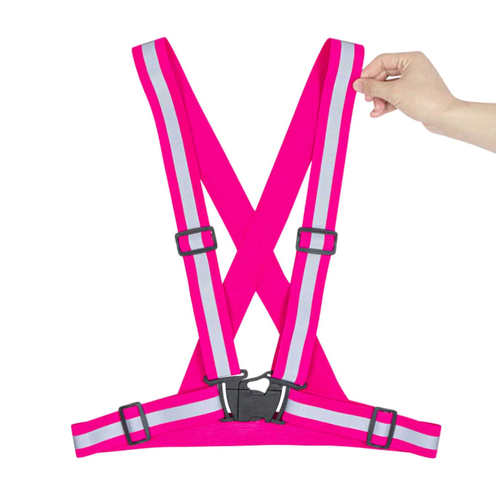 Be Safe Pink High Visibility Safety Suspenders - 0.59" Wide Reflective Tape, One Size Fits Most - 20 count box